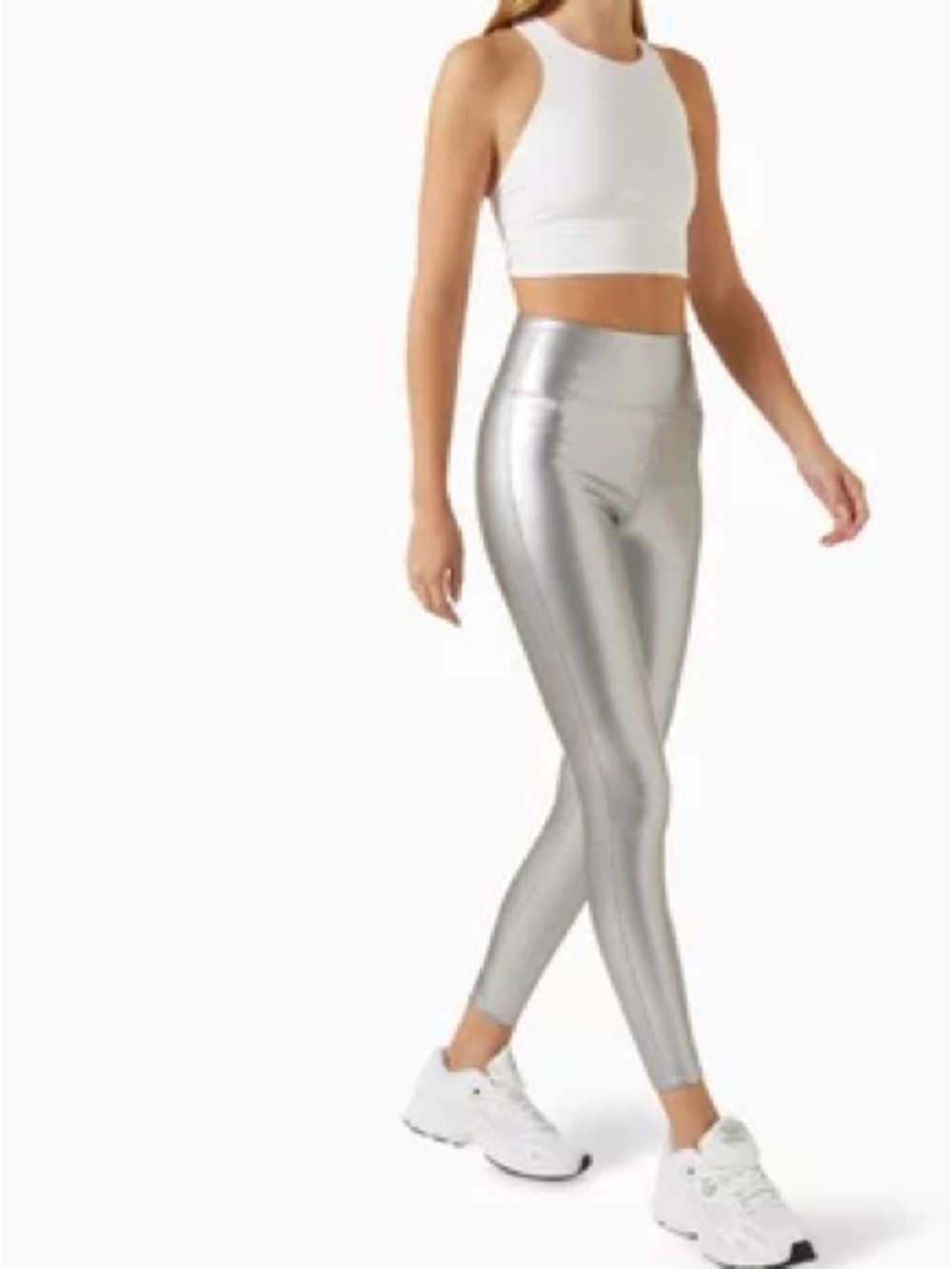 HEROINE SPORT Dutchess Leggings in Metallic Vegan Leather LUNAR